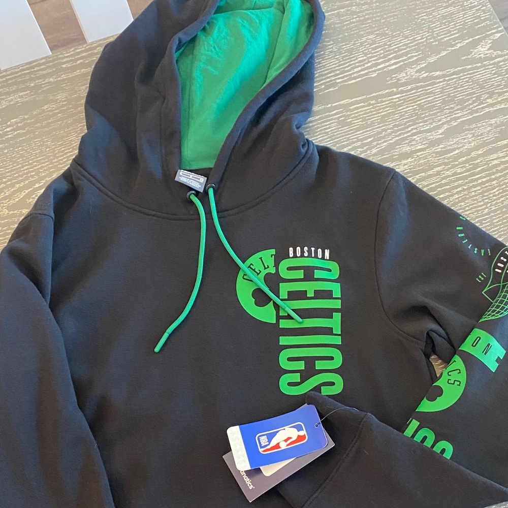 Fanatics Black Hoodie with Green Boston Celtics Design